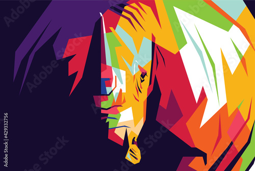Rhinoceros Art portrait in WPAP style. isolated style. eps file