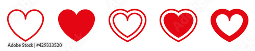 Free Download Conjunto de iconos de corazones rojos de diferentes diseños - GFXLoad