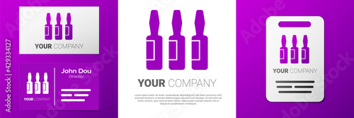 Logotype Medical vial, ampoule, bottle icon isolated on white background. Vaccination, injection, vaccine healthcare concept. Logo design template element. Vector