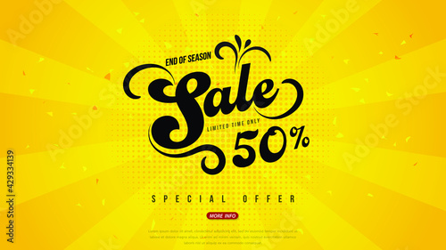 Sale banner typography brush design, Big sale special up to 50% off. Super Sale, end of season special offer banner. vector illustration.