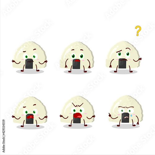 Cartoon character of onigiri with what expression