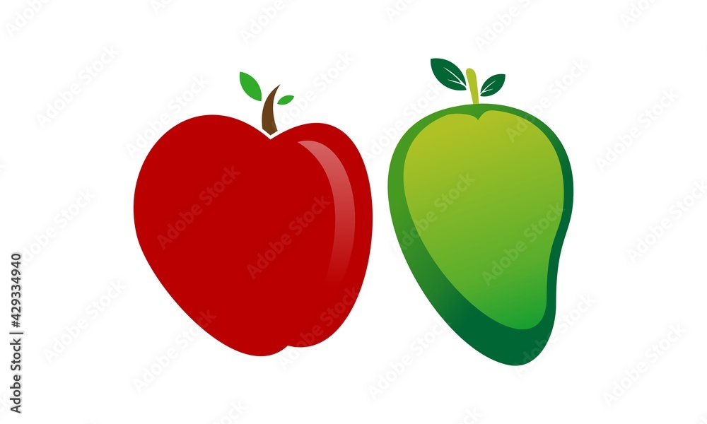 Obraz premium fruit mango and apple vector