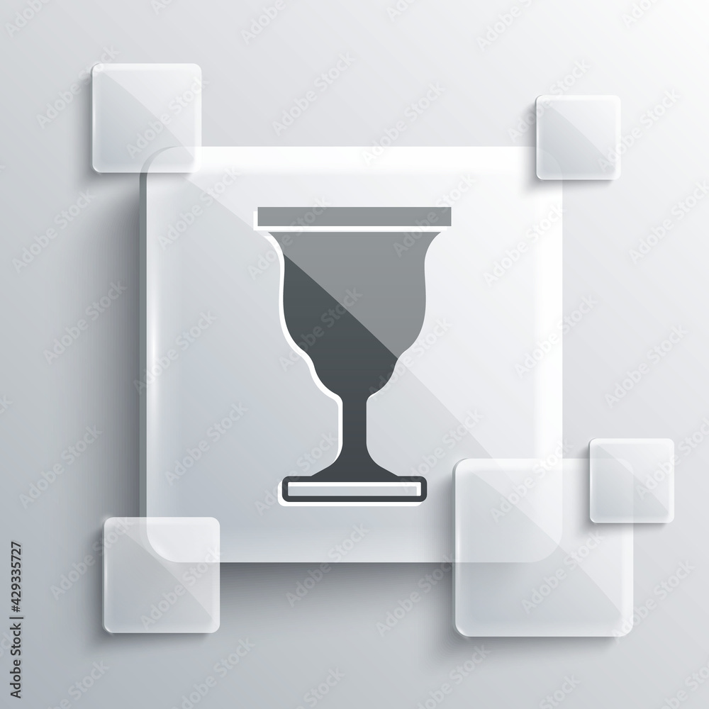 Grey Christian chalice icon isolated on grey background. Christianity icon. Happy Easter. Square glass panels. Vector Grey Christian chalice icon isolated on grey background. Christianity icon. Happy Easter. Square glass panels. Vector