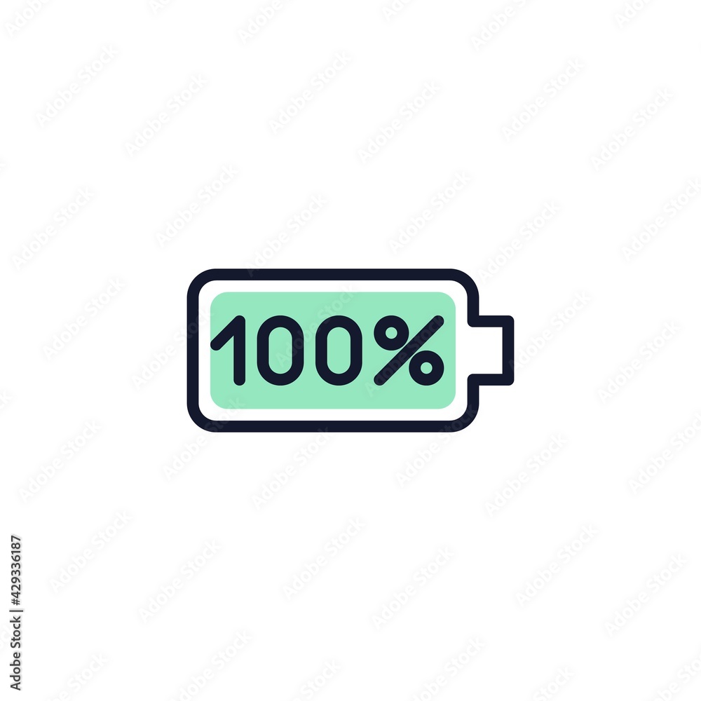 100 percent battery charge flat icon 100 percent battery charge flat icon