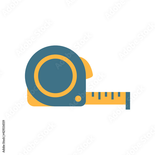 Measure tape icon. Simple flat style. Meter, length, metric, size concept for app and web. Vector illustration isolated on white background. EPS 10.