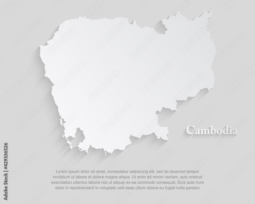 Vector simple template Asia country map Cambodia