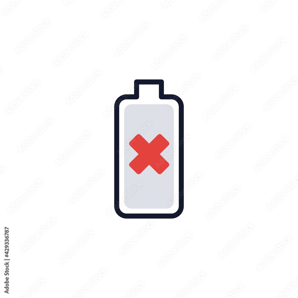 Obraz premium Battery charge error flat icon
