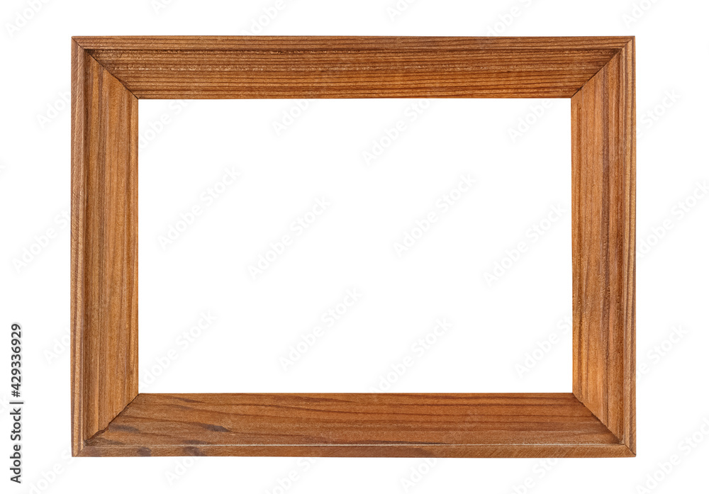 Empty simplicity brown wooden frame for artwork or photo isolated on white background Empty simplicity brown wooden frame for artwork or photo isolated on white background