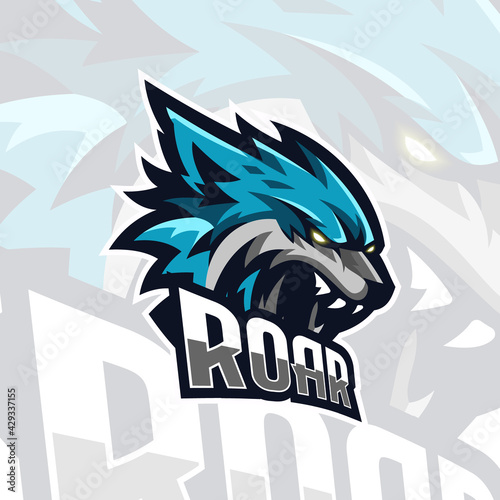 Ice Tiger Head Logo esport vector illustration for teammate template