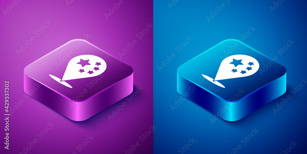 Isometric China flag icon isolated on blue and purple background. Square button. Vector Isometric China flag icon isolated on blue and purple background. Square button. Vector