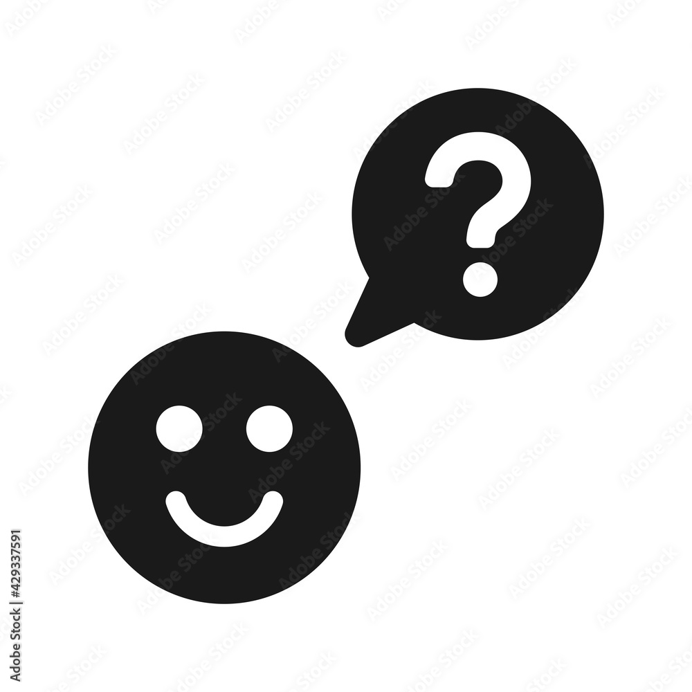 Fototapeta premium Question with emoji face vector illustration.