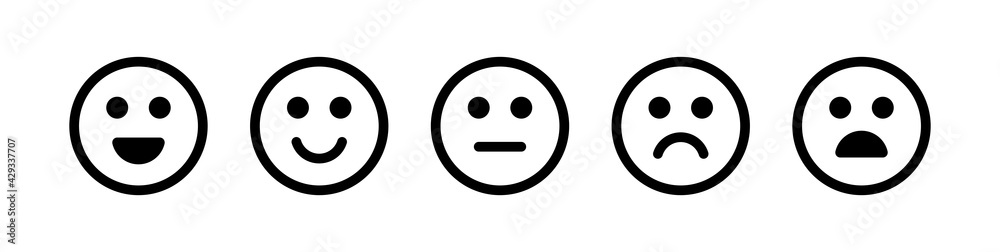 Fototapeta premium Ranking satisfaction. Feedback in the form of emotion excellent, good, normal, bad, awful vector illustration.
