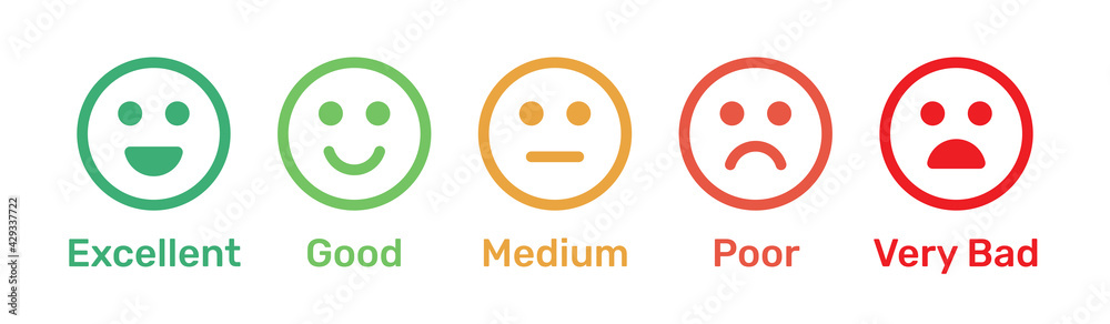 Satisfaction Rating Feedback Scale With Emoticon Faces Bad To Good 