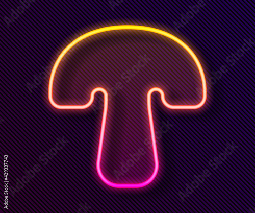 Glowing neon line Mushroom icon isolated on black background. Vector