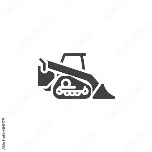Mini excavator vector icon