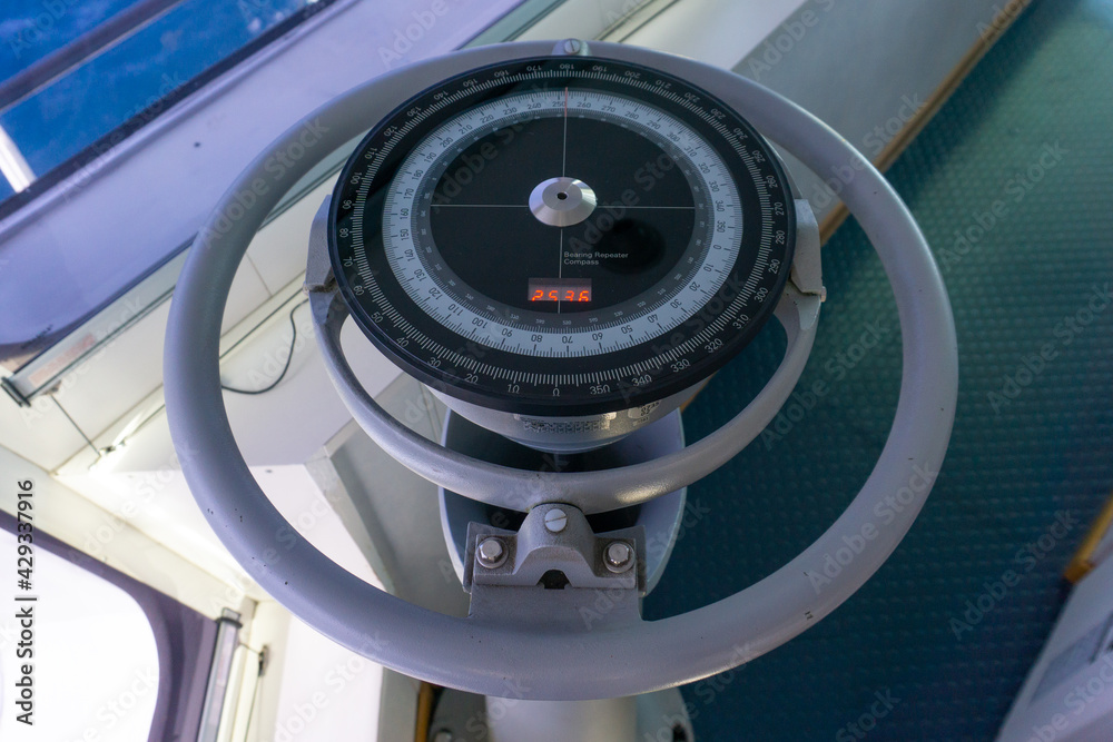 Ships gyro compass bearing repeater. Ships Bridge Equipment. Nautical