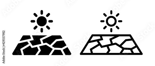 Drought with sun icon vector illustration.