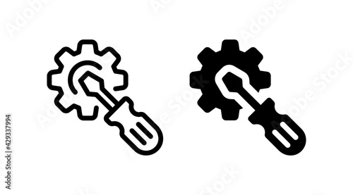 Repair icon. Wrench and gears vector Illustration.