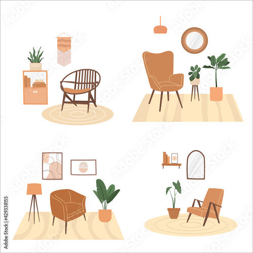 cozy living room collection, set of living room interior  © Nur Ainy