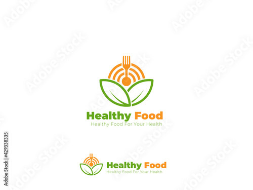 Special dish healthy fast food logo with noodles