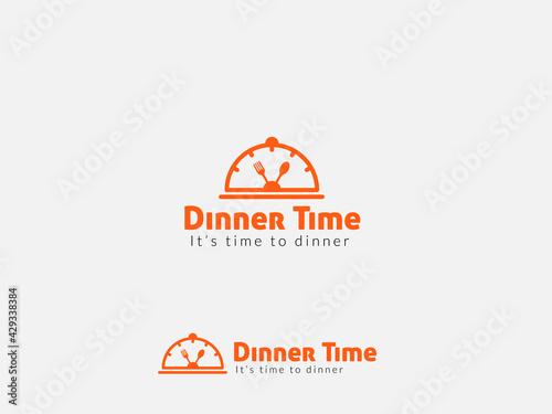 Food time logo design, concept for dinner time, lunchtime, breakfast time, food clock logo design template