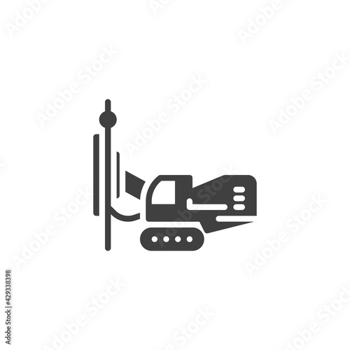 Drilling rig truck vector icon