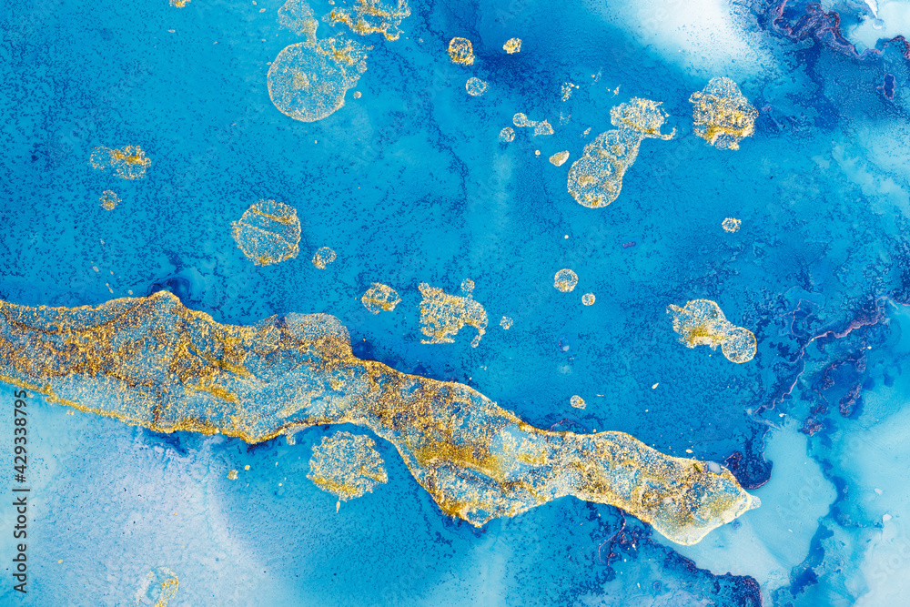 Fototapeta premium Blue marble and gold abstract background
