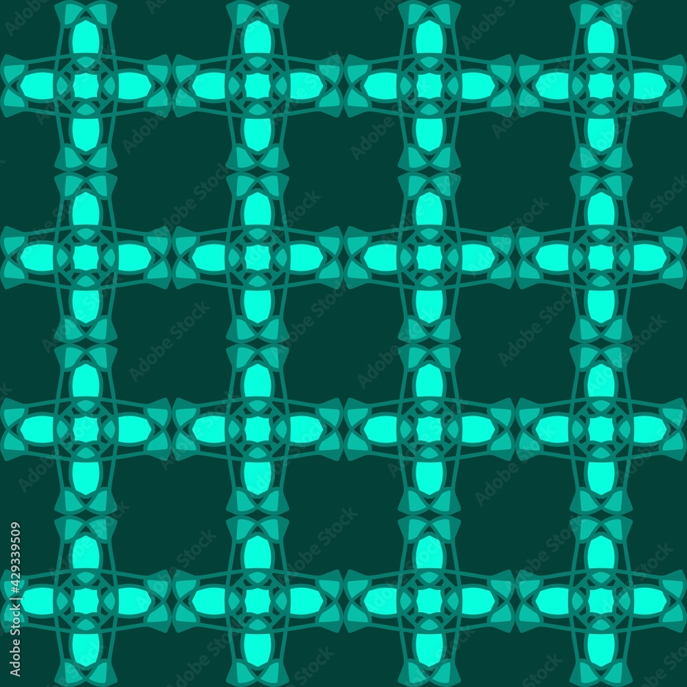 Naklejka premium blue turquoise aqua menthe mandala art seamless pattern floral creative design background vector illustration