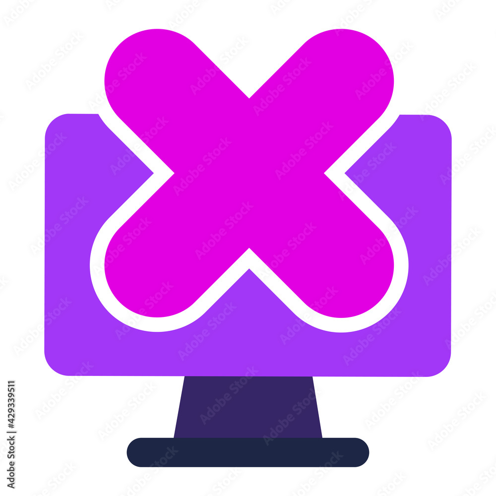 Fototapeta premium computer icon. computer with delete. flat design vector icon.