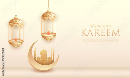 vector illustration of Islamic celebration background with text Ramadan Kareem