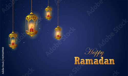 vector illustration of Islamic celebration background with text Ramadan Kareem