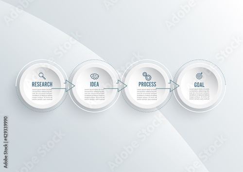 Abstract elements of graph infographic template with label, integrated circles. Business concept with 4 options. For content, diagram, flowchart, steps, parts, timeline infographics, workflow layout.