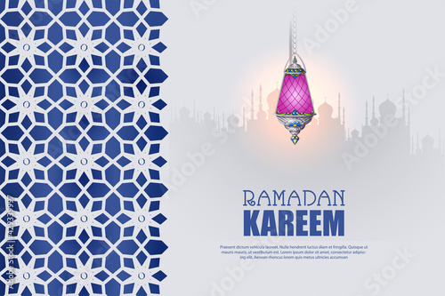 vector illustration of Islamic celebration background with text Ramadan Kareem