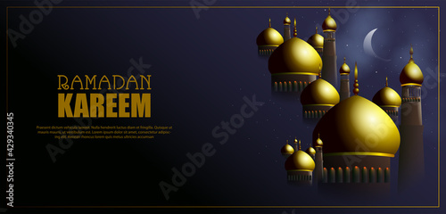 vector illustration of Islamic celebration background with text Ramadan Kareem