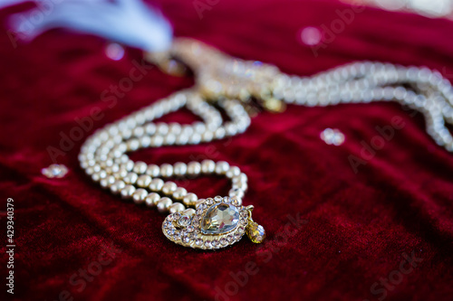 Indian Punjabi groom's wedding jewellery close up