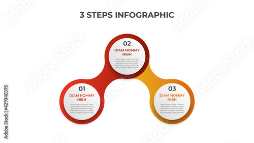 3 points of steps, connected circle list diagram with number of sequence, infographic element template vector