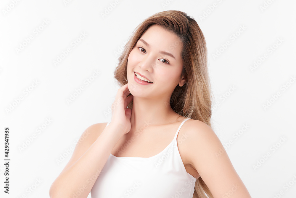 Beautiful young asian woman with clean fresh skin on white background, Face care, Facial treatment, Cosmetology, beauty and spa, Asian women portrait Beautiful young asian woman with clean fresh skin on white background, Face care, Facial treatment, Cosmetology, beauty and spa, Asian women portrait