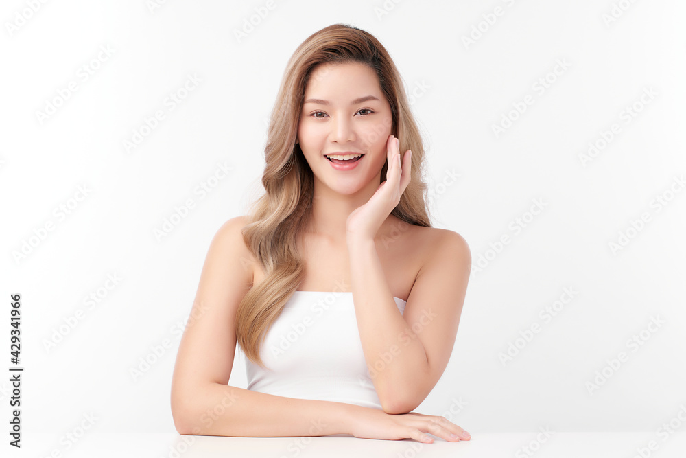Beautiful young asian woman with clean fresh skin on white background, Face care, Facial treatment, Cosmetology, beauty and spa, Asian women portrait Beautiful young asian woman with clean fresh skin on white background, Face care, Facial treatment, Cosmetology, beauty and spa, Asian women portrait