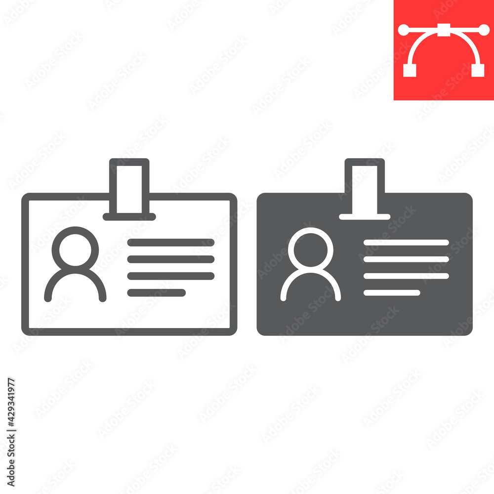 ID card line and glyph icon, identification and card holder, office badge vector icon, vector graphics, editable stroke outline sign, eps 10 ID card line and glyph icon, identification and card holder, office badge vector icon, vector graphics, editable stroke outline sign, eps 10