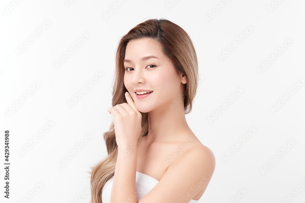 Beautiful young asian woman with clean fresh skin on white background, Face care, Facial treatment, Cosmetology, beauty and spa, Asian women portrait Beautiful young asian woman with clean fresh skin on white background, Face care, Facial treatment, Cosmetology, beauty and spa, Asian women portrait