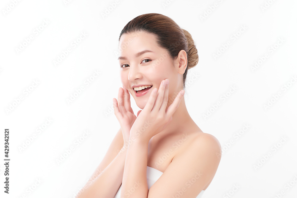 Beautiful young asian woman with clean fresh skin on white background, Face care, Facial treatment, Cosmetology, beauty and spa, Asian women portrait Beautiful young asian woman with clean fresh skin on white background, Face care, Facial treatment, Cosmetology, beauty and spa, Asian women portrait