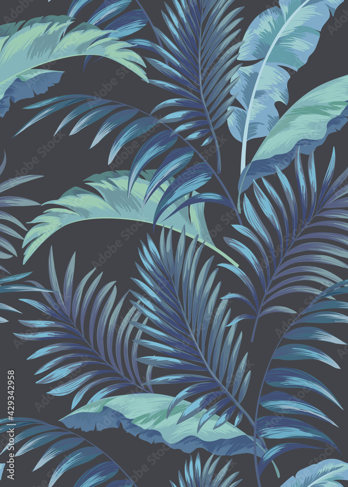 Tropical leaves vector pattern. summer botanical illustration for clothes, cover, print, illustration design. Tropical leaves vector pattern. summer botanical illustration for clothes, cover, print, illustration design.