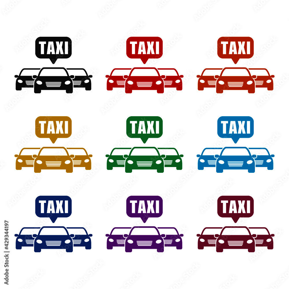 Taxi icon isolated on white background color set Taxi icon isolated on white background color set