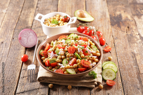 chickpea salad with cucumber and tomato