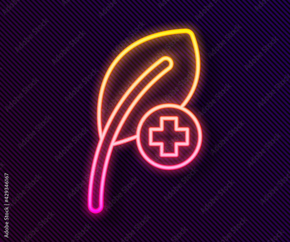 Glowing neon line Leaf icon isolated on black background. Leaves sign. Fresh natural product symbol. Vector Glowing neon line Leaf icon isolated on black background. Leaves sign. Fresh natural product symbol. Vector