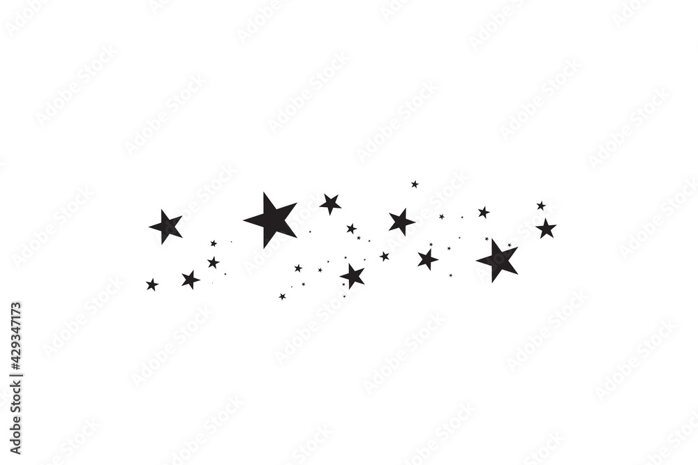Stars on a white background. Black star shooting with an elegant star.Meteoroid, comet, asteroid, stars. Stars on a white background. Black star shooting with an elegant star.Meteoroid, comet, asteroid, stars.