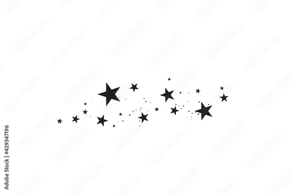 Stars on a white background. Black star shooting with an elegant star.Meteoroid, comet, asteroid, stars. Stars on a white background. Black star shooting with an elegant star.Meteoroid, comet, asteroid, stars.