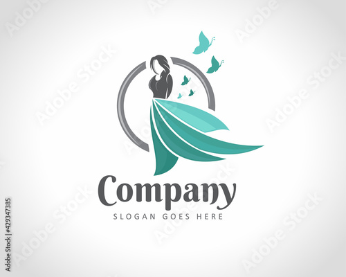 simple beauty women drawing art logo icon symbol design illustration