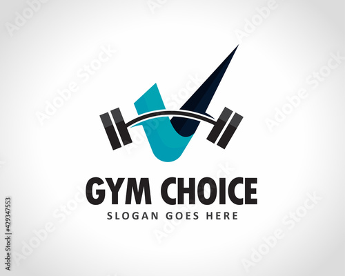 check mark fitness gym choice solution logo design illustration