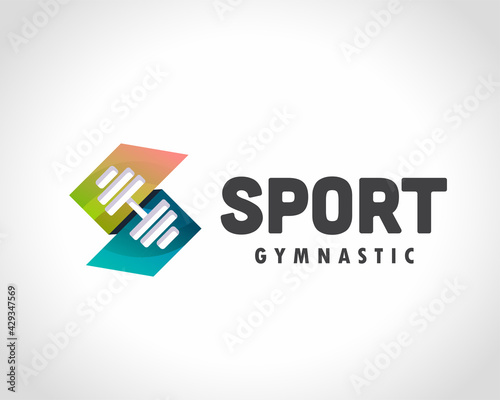 S initial barbell fitness gym logo design illustration